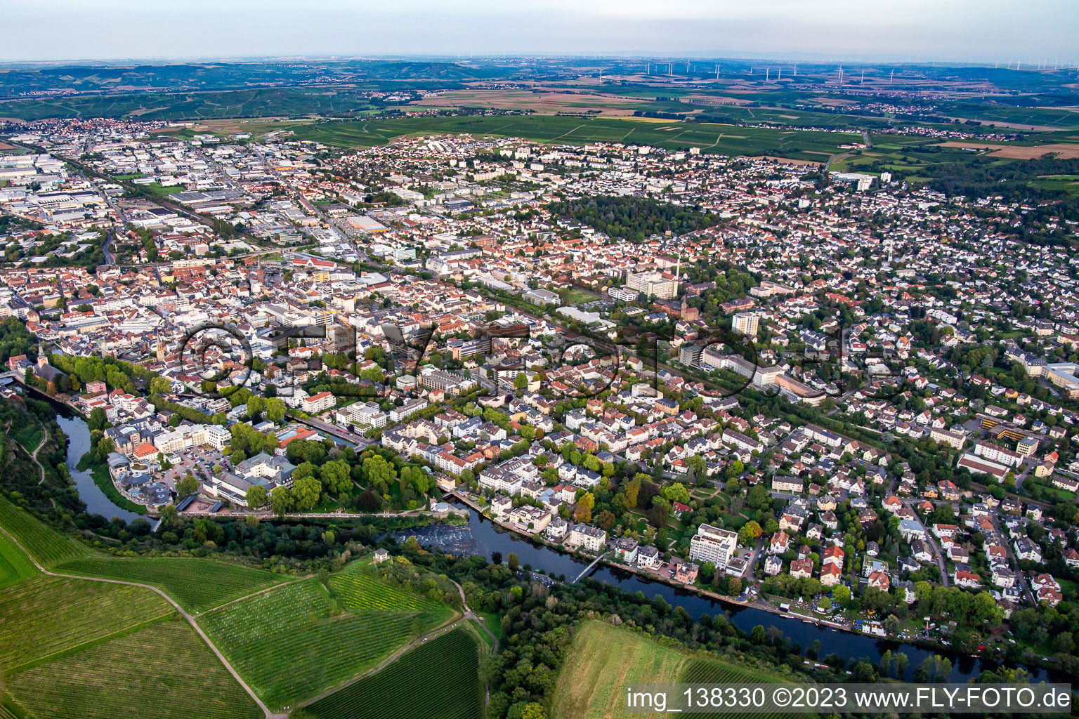 Luftbild von Übersicht aus Südwesten in Bad Kreuznach im Bundesland Rheinland-Pfalz, Deutschland