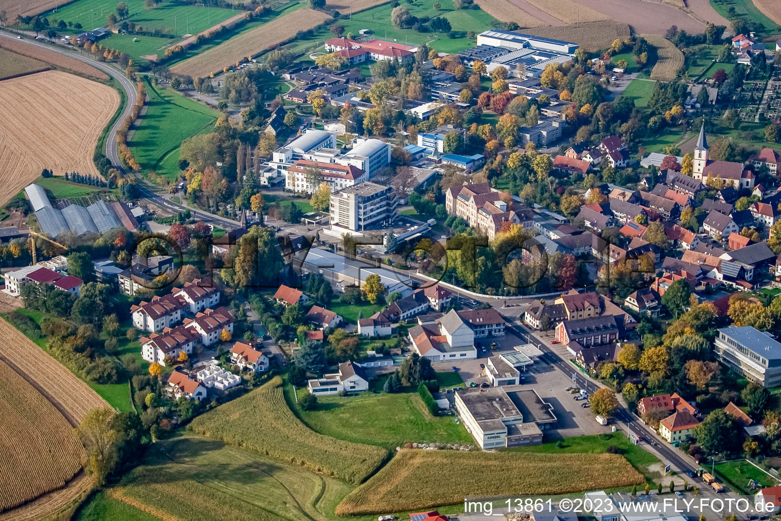 Luftbild von Ortsteil Kork in Kehl im Bundesland Baden-Württemberg, Deutschland