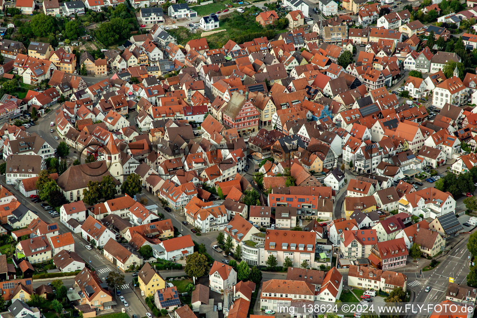 Luftbild von Historische Altstadt in Großbottwar im Bundesland Baden-Württemberg, Deutschland