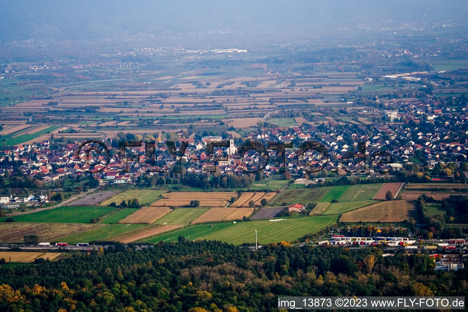Luftaufnahme von Legelshurst im Bundesland Baden-Württemberg, Deutschland
