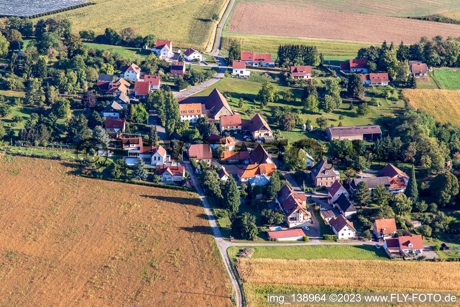 Schrägluftbild von Geisberg in Wissembourg im Bundesland Bas-Rhin, Frankreich