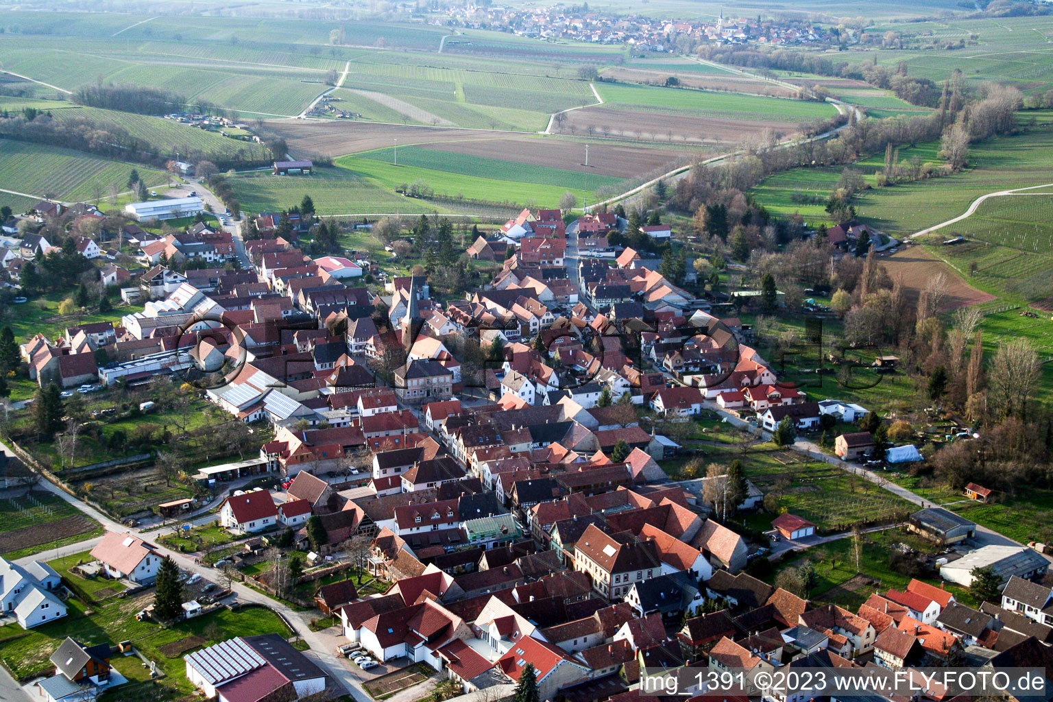 Luftbild von Klingen im Ortsteil Appenhofen in Billigheim-Ingenheim im Bundesland Rheinland-Pfalz, Deutschland