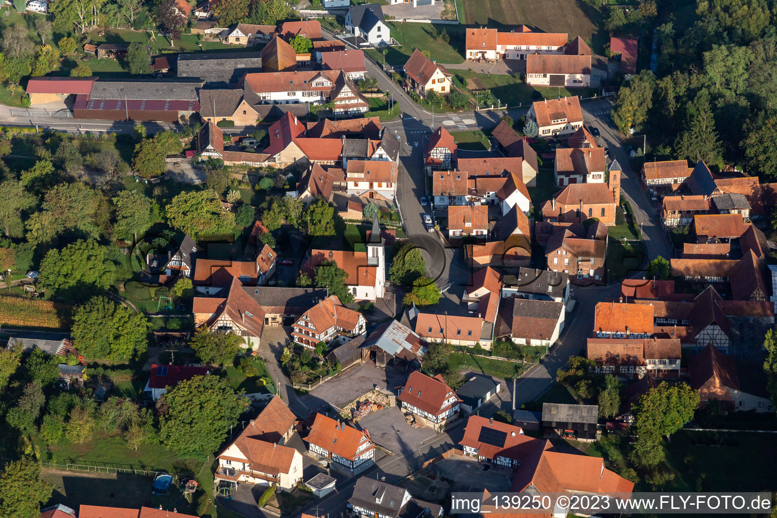 Ingolsheim im Bundesland Bas-Rhin, Frankreich aus der Luft betrachtet