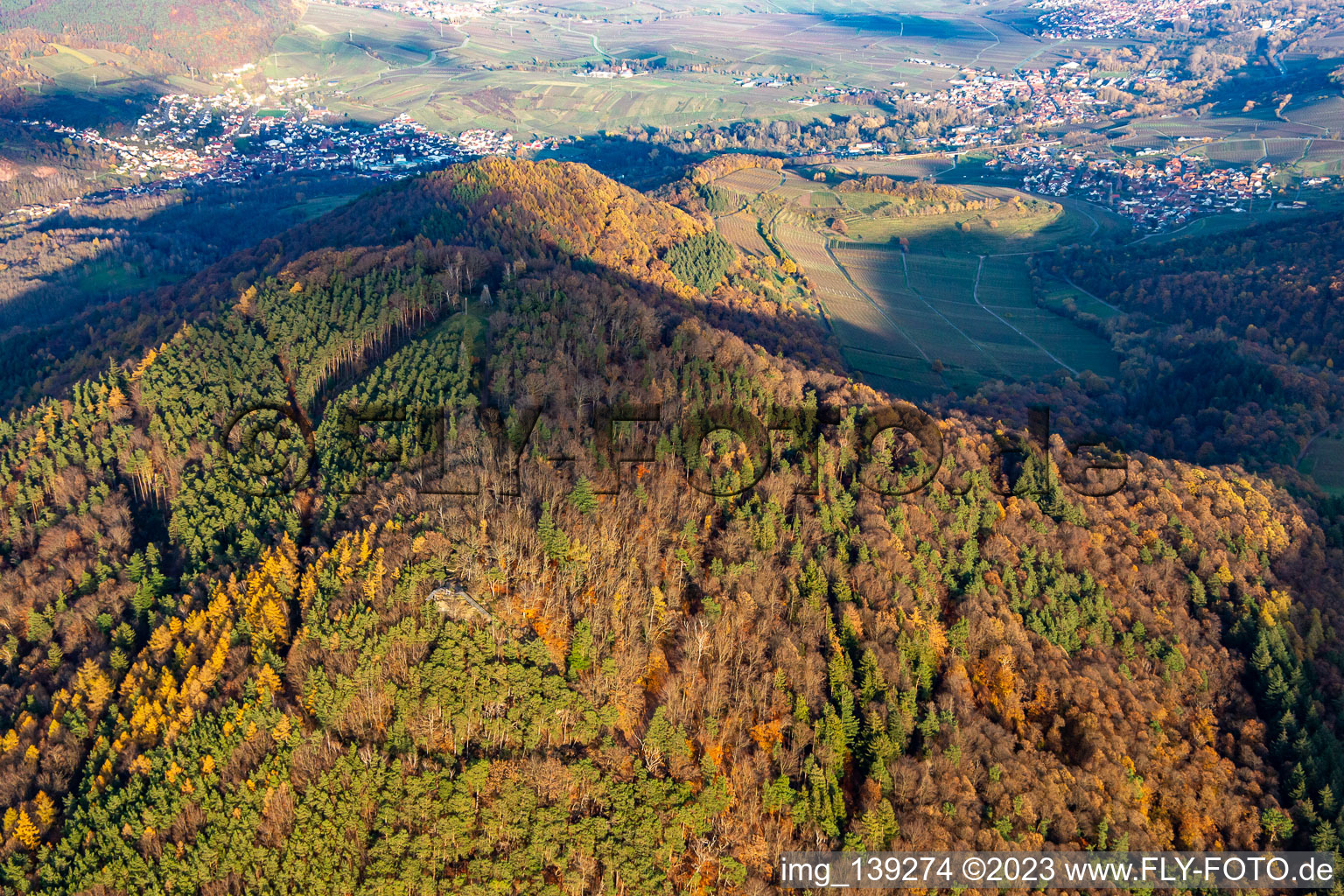 Luftbild von Hohenberg von Westen in Annweiler am Trifels im Bundesland Rheinland-Pfalz, Deutschland