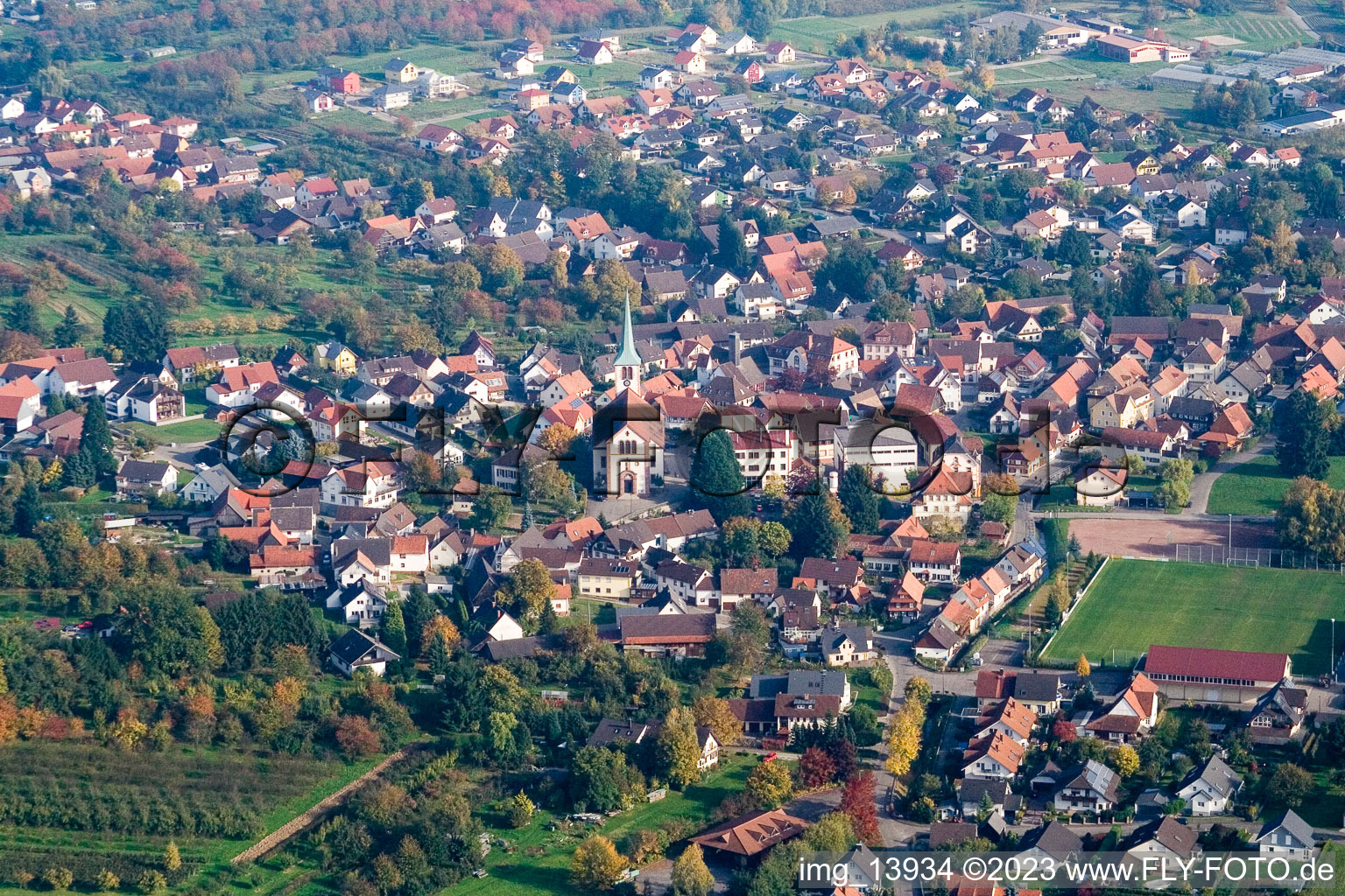 Luftaufnahme von Ortsteil Ulm in Renchen im Bundesland Baden-Württemberg, Deutschland