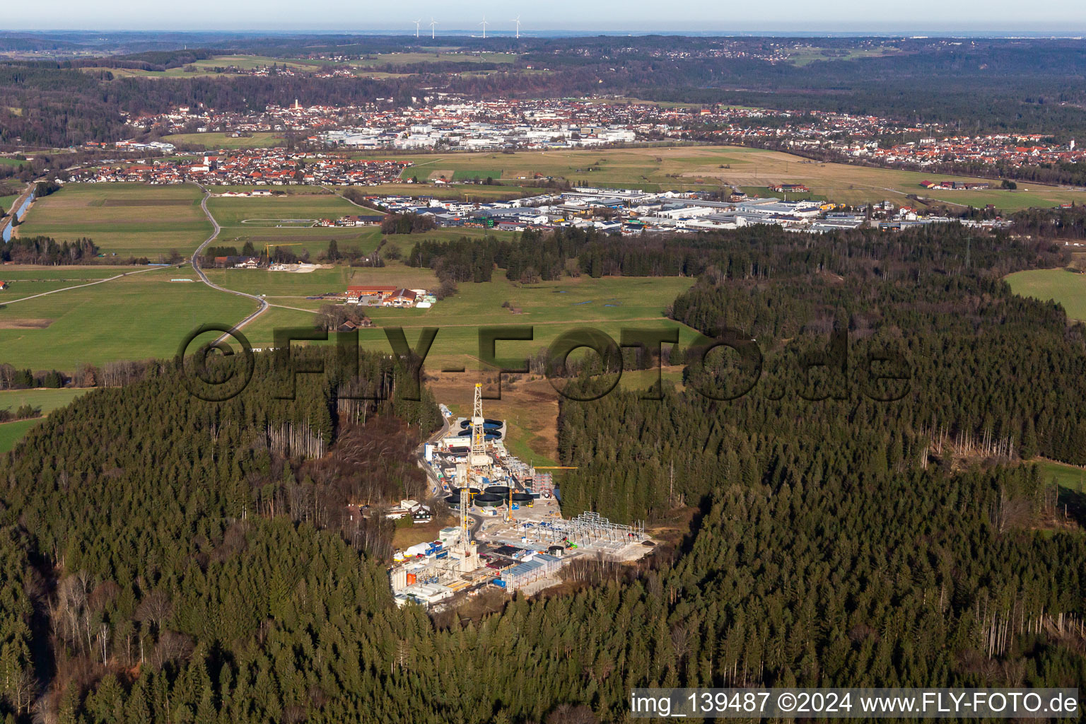 Luftbild von Eavor Erdwärme Geretsried mit GKW im Ortsteil Gelting im Bundesland Bayern, Deutschland