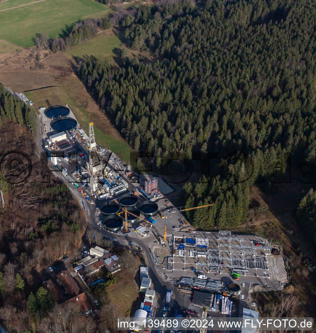 Luftaufnahme von Eavor Erdwärme Geretsried mit GKW im Ortsteil Gelting im Bundesland Bayern, Deutschland