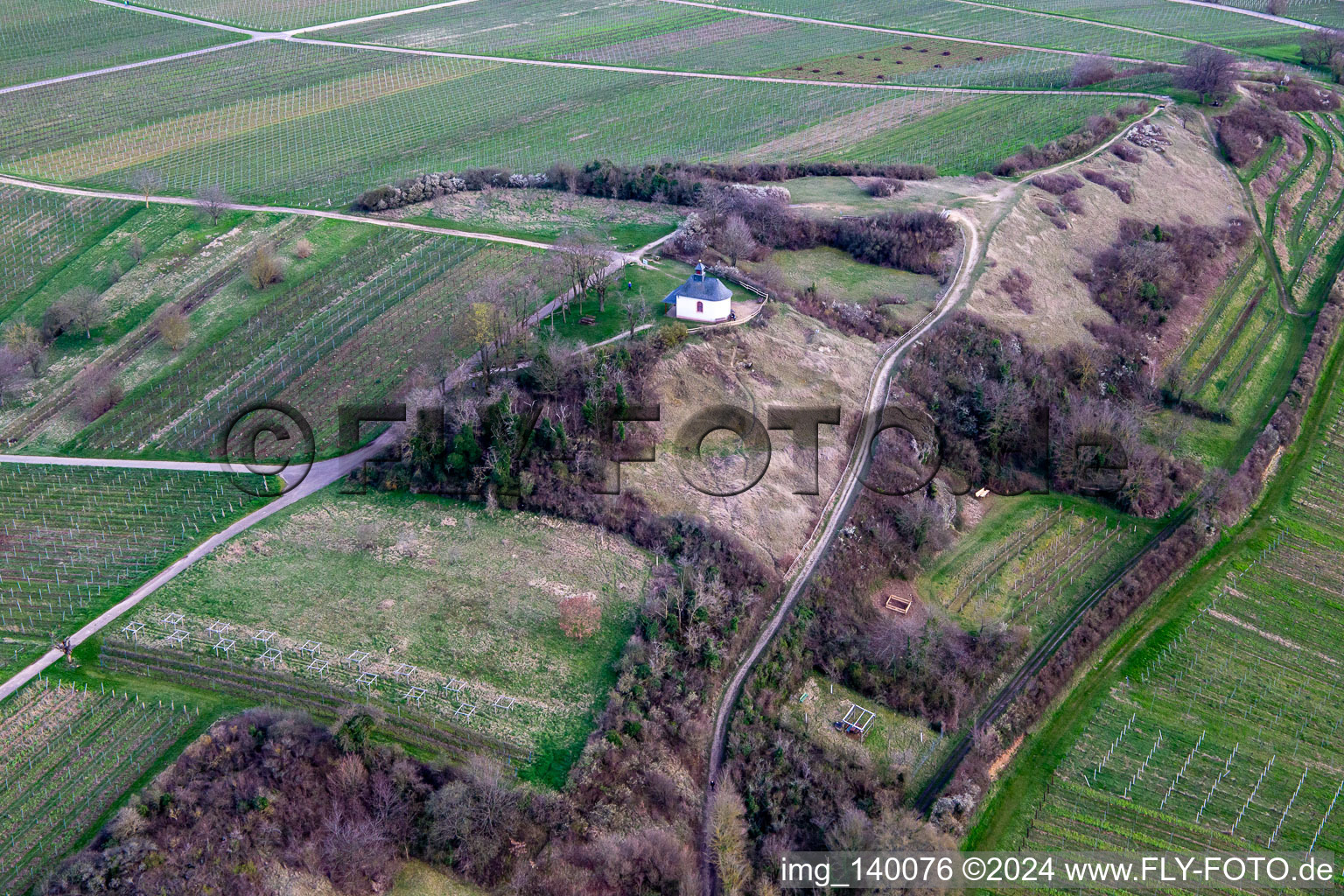 Luftaufnahme von Naturschutzgebiet Kleine Kalmit im Frühling im Ortsteil Arzheim in Landau in der Pfalz im Bundesland Rheinland-Pfalz, Deutschland