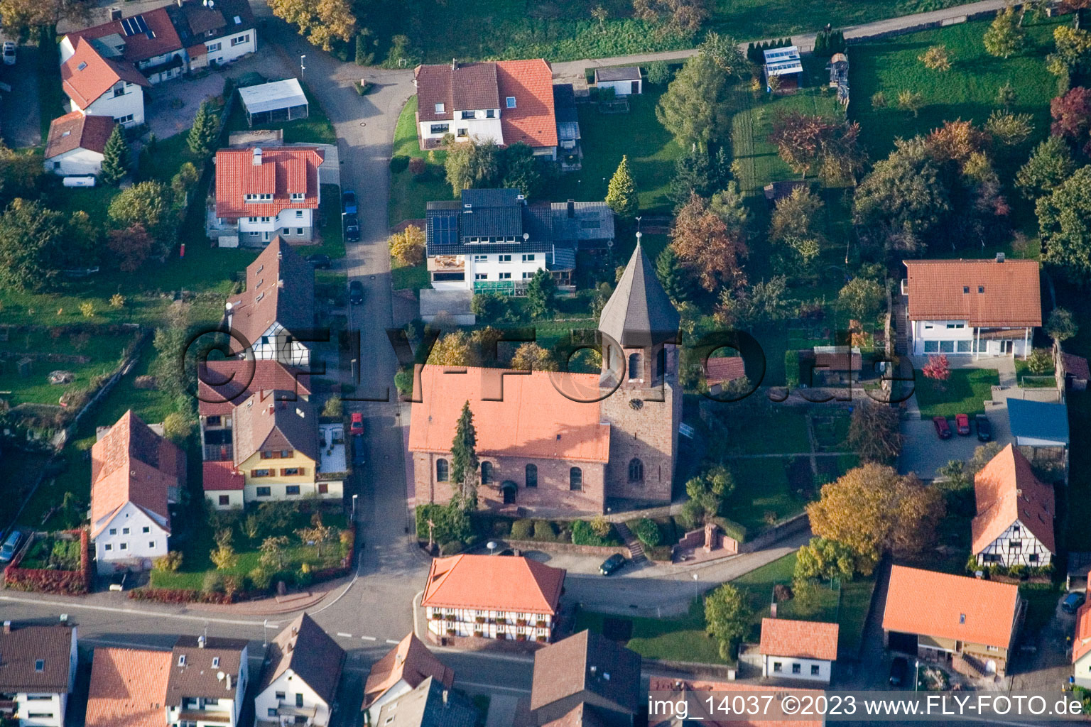 Ortsteil Völkersbach in Malsch im Bundesland Baden-Württemberg, Deutschland aus der Luft