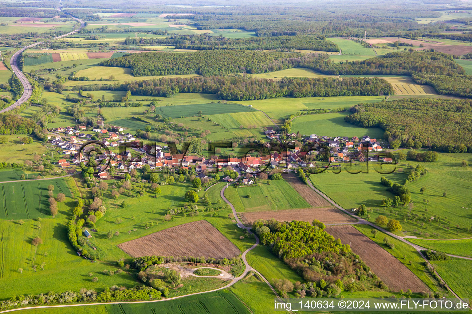 Von Süden in Rimsdorf im Bundesland Bas-Rhin, Frankreich