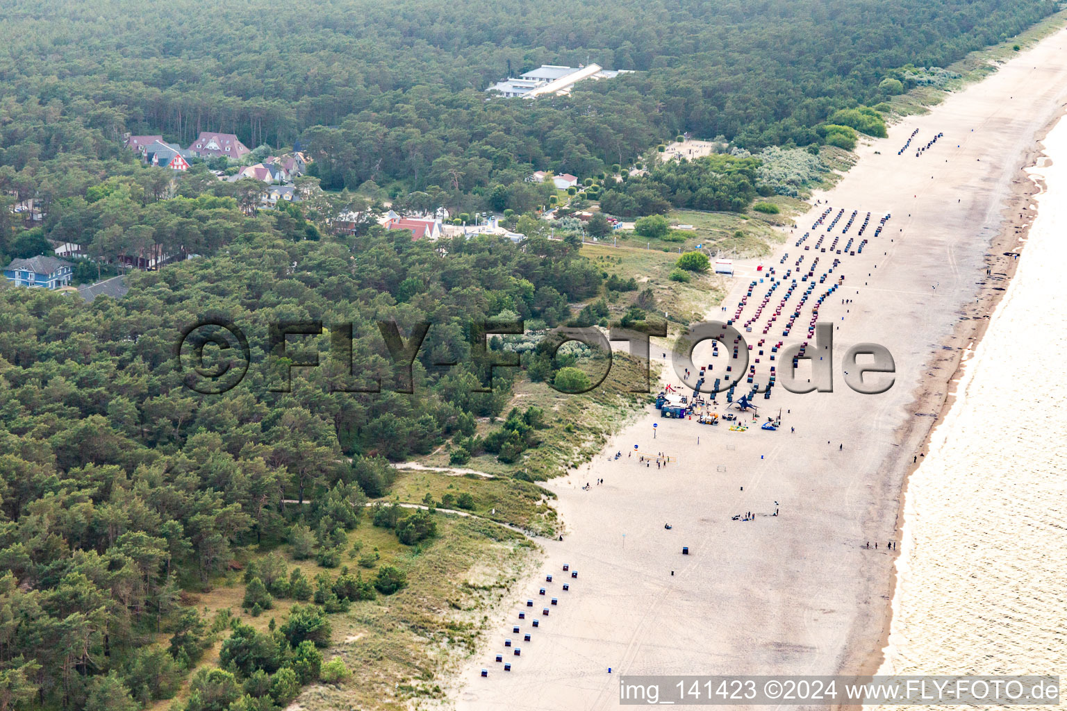 Luftbild von Trassenheide Strand im Bundesland Mecklenburg-Vorpommern, Deutschland