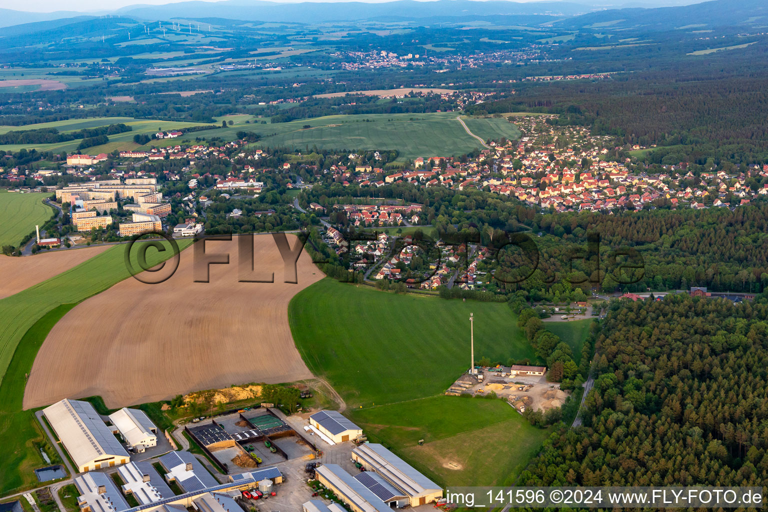 Das Städtel von Westen in Olbersdorf im Bundesland Sachsen, Deutschland