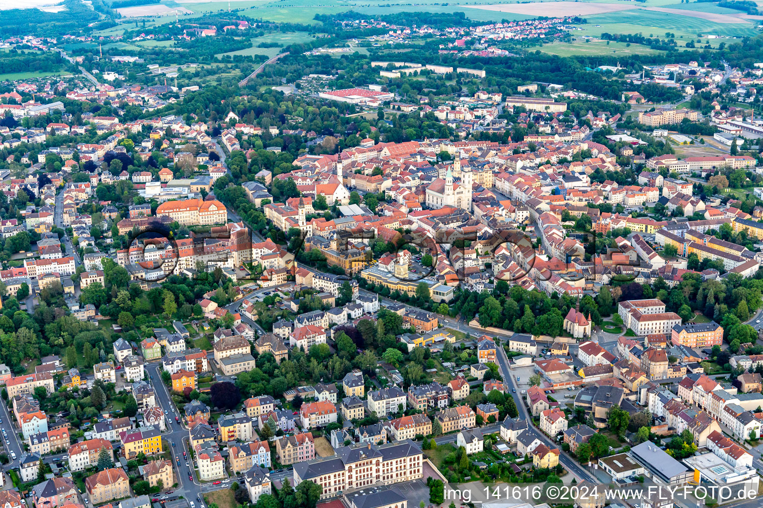 Zittau von Nordwesten im Bundesland Sachsen, Deutschland