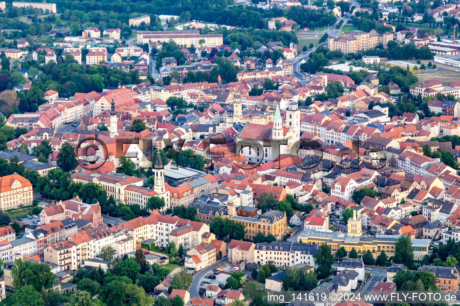 Historische Altstadt mit  Johanniskirche in Zittau im Bundesland Sachsen, Deutschland