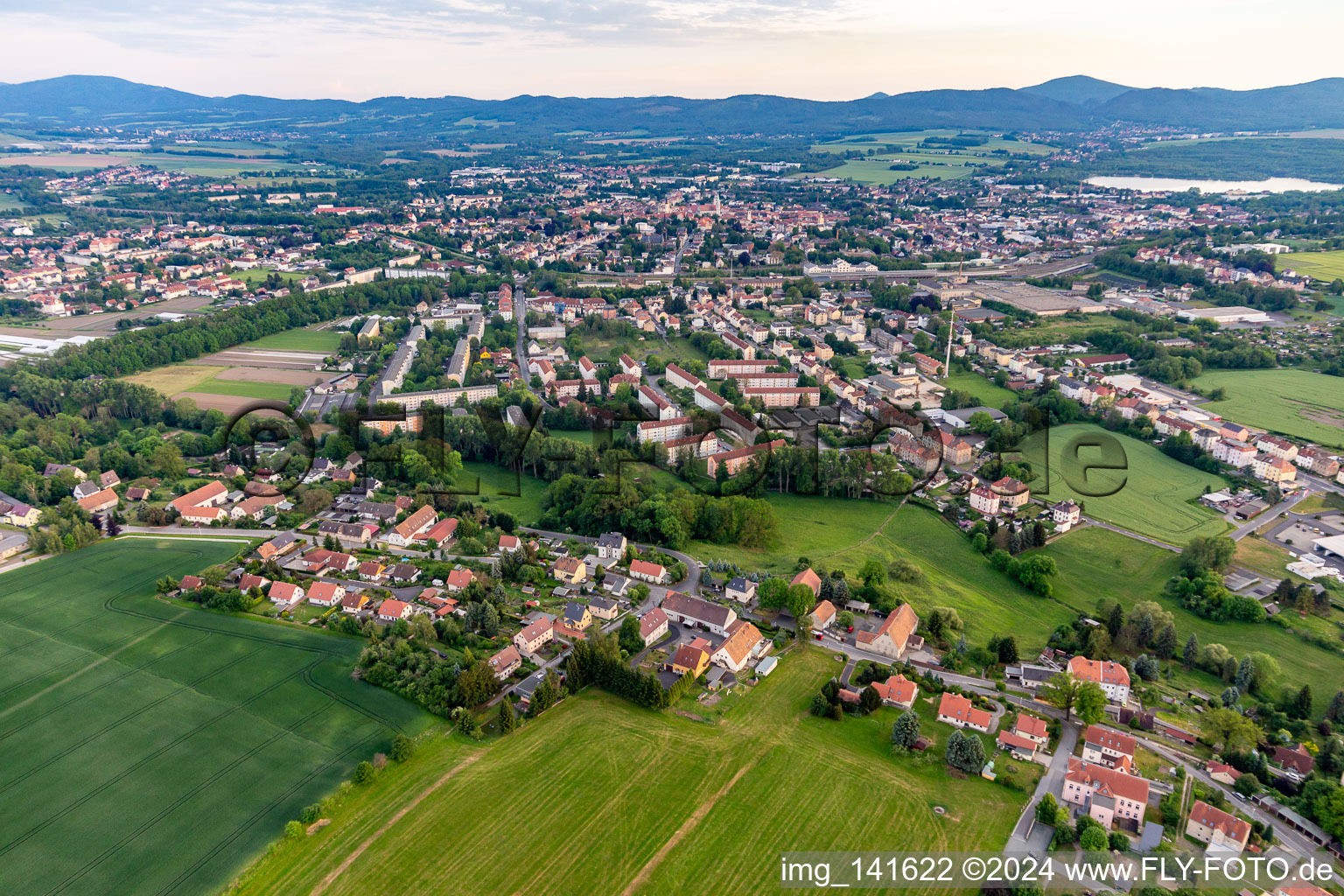 Zittau von Norden im Bundesland Sachsen, Deutschland