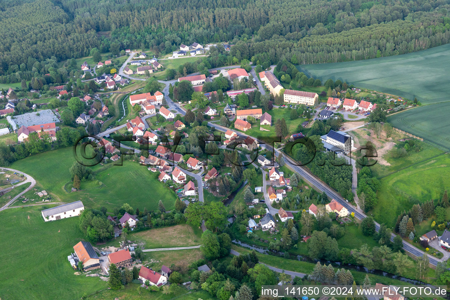 Schönau-Berzdorf von Westen in Schönau-Berzdorf auf dem Eigen im Bundesland Sachsen, Deutschland