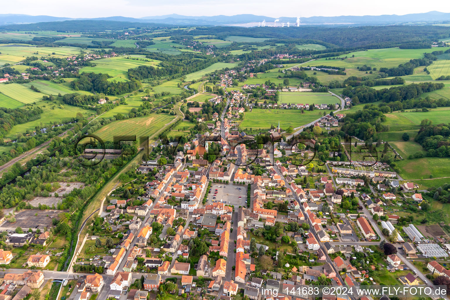 Ostritz von Norden im Bundesland Sachsen, Deutschland