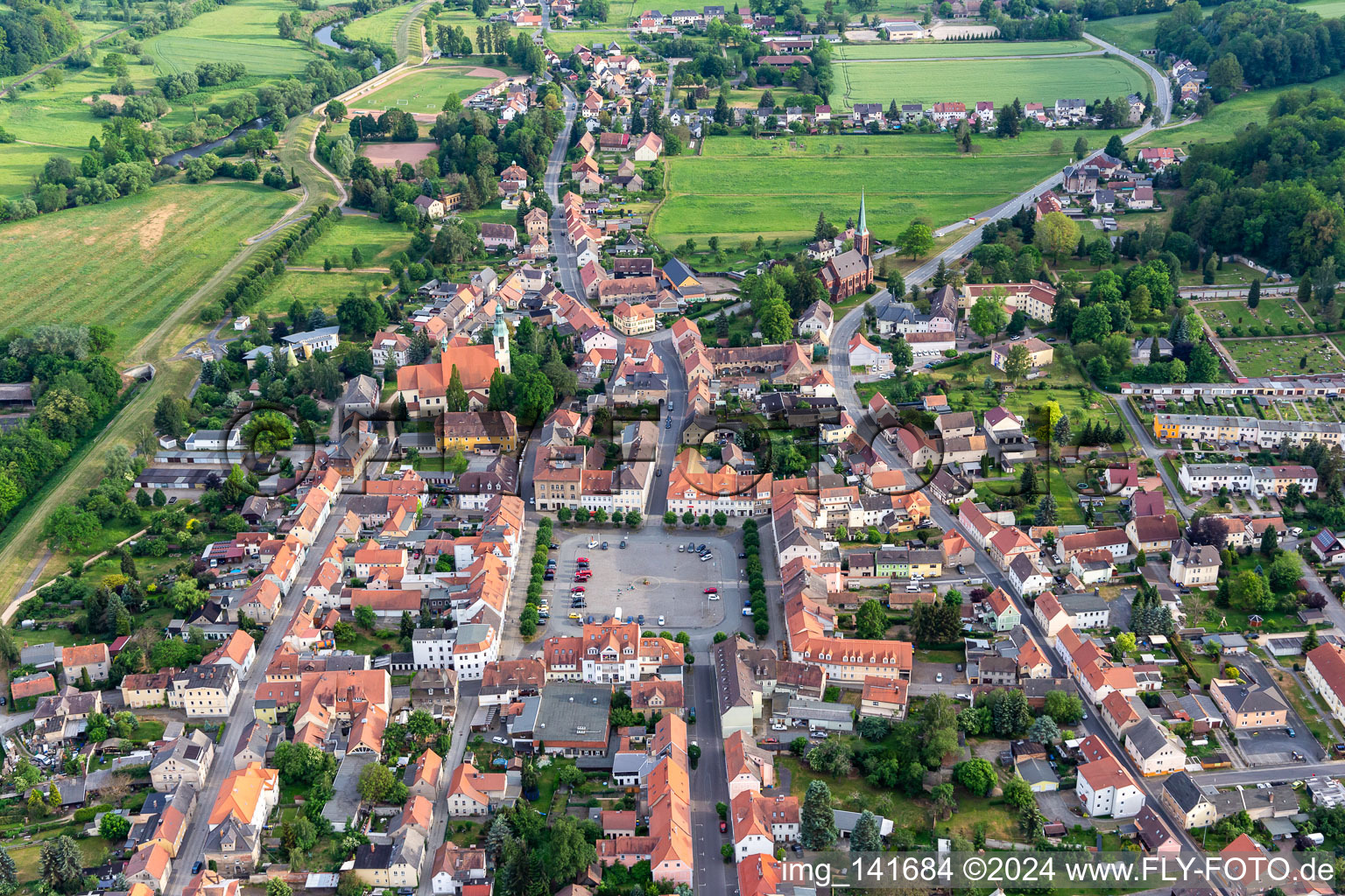 Marktplatz in Ostritz im Bundesland Sachsen, Deutschland