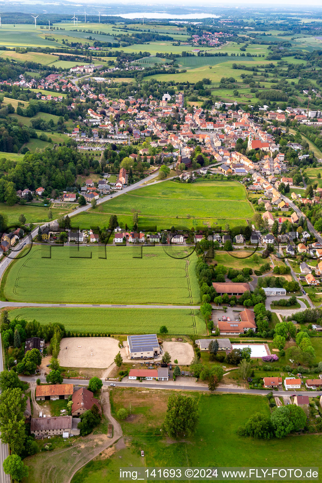 Ostritz von Süden im Bundesland Sachsen, Deutschland