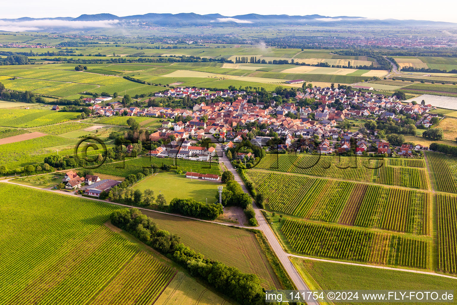 Impflingen von Südosten im Bundesland Rheinland-Pfalz, Deutschland