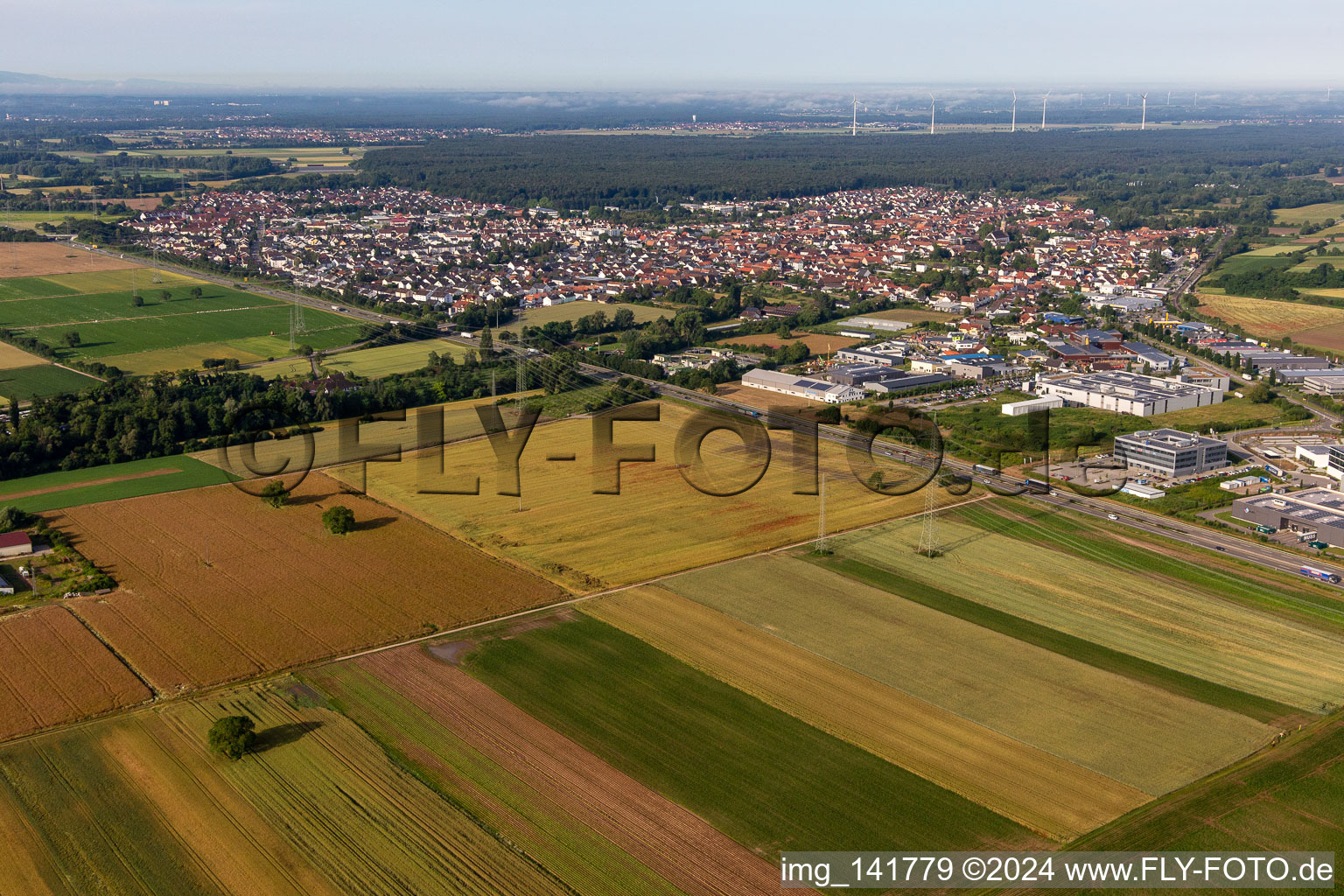 Hördt von Nordosten im Bundesland Rheinland-Pfalz, Deutschland