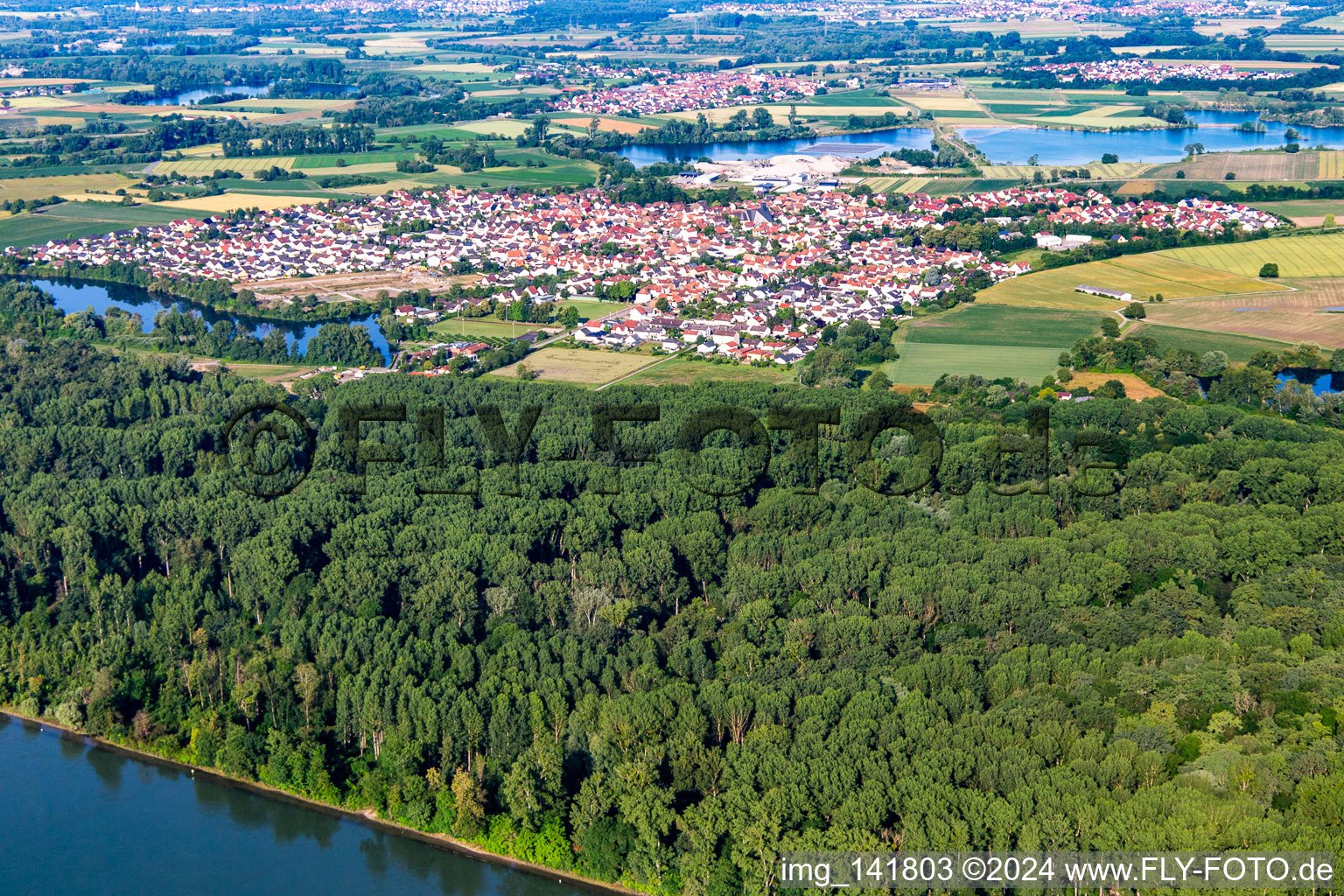 Luftbild von Leimersheim von Nordosten im Bundesland Rheinland-Pfalz, Deutschland