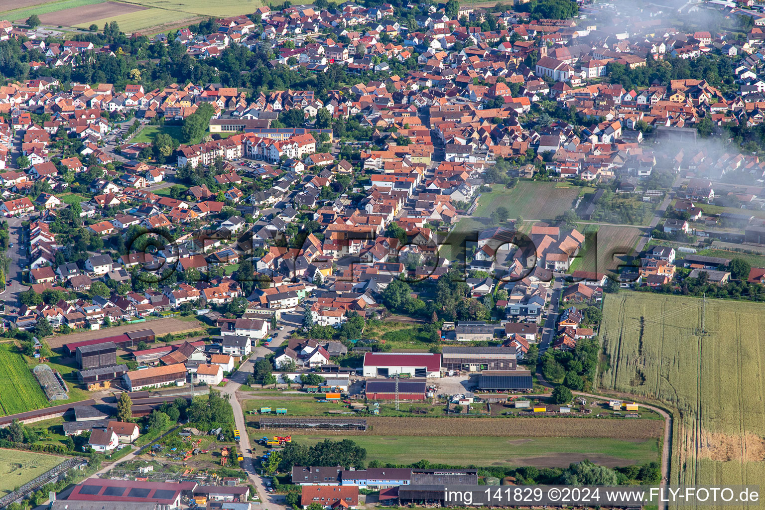 Rheinzabern von Süden im Bundesland Rheinland-Pfalz, Deutschland