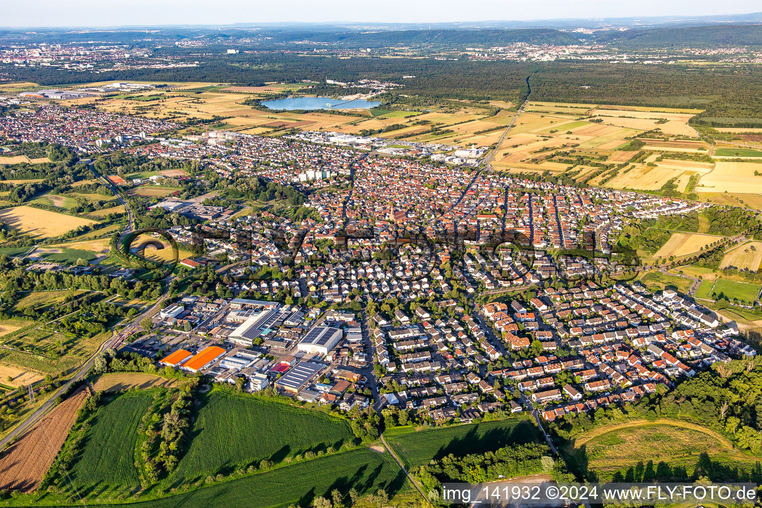 Luftbild von Mörsch von Westen in Rheinstetten im Bundesland Baden-Württemberg, Deutschland