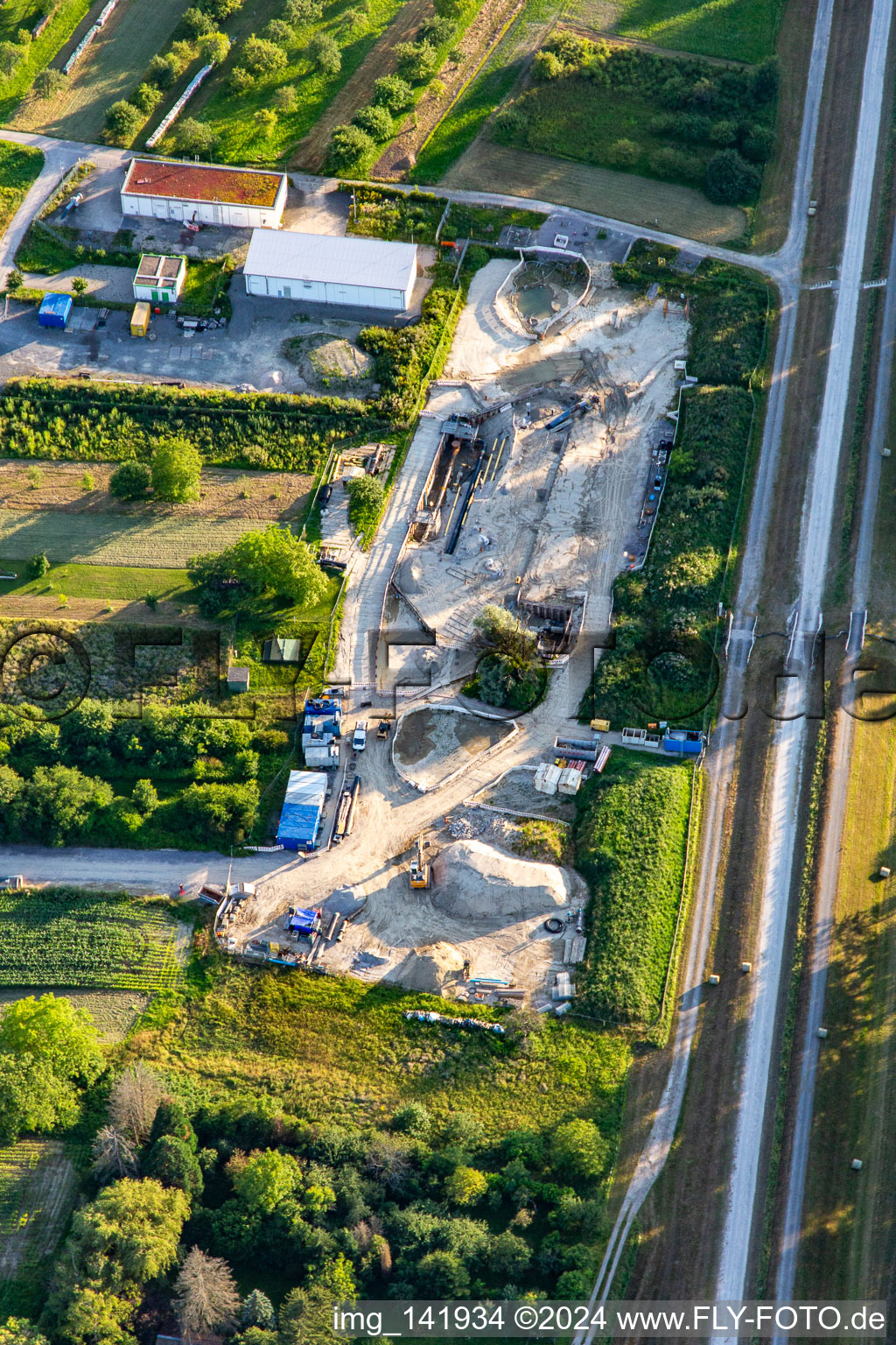 Pipelinebaustelle in Au am Rhein im Bundesland Baden-Württemberg, Deutschland