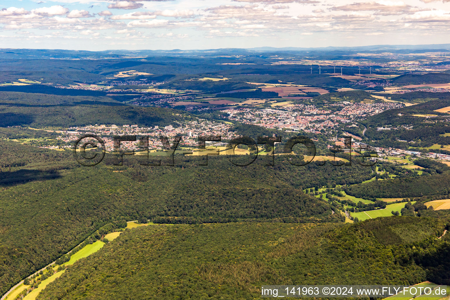 Bad Kissingen von Süden im Bundesland Bayern, Deutschland