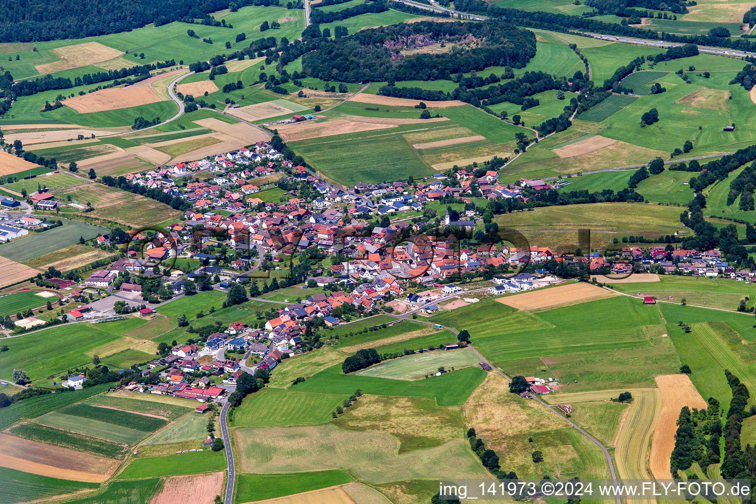 Schondra von Süden im Bundesland Bayern, Deutschland