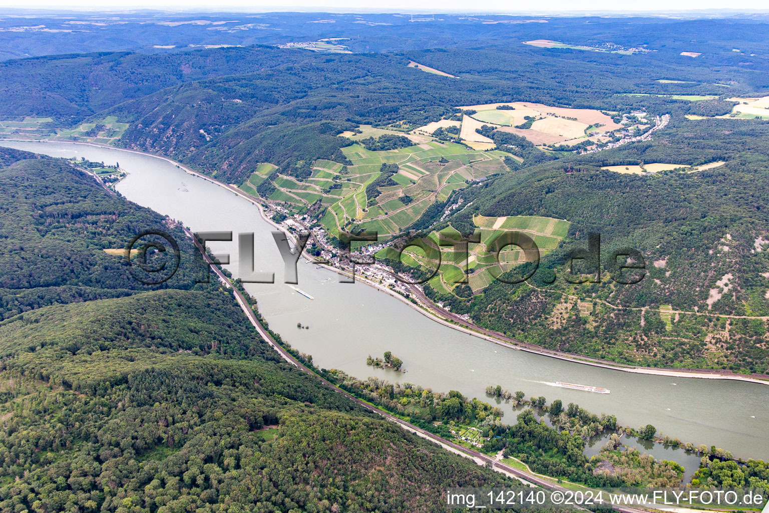 Luftbild von Ortsteil Assmannshausen in Rüdesheim am Rhein im Bundesland Hessen, Deutschland