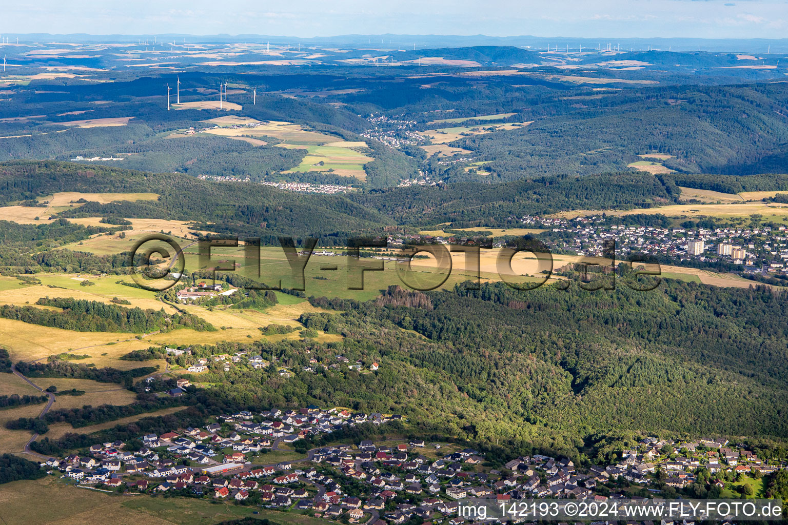 Flugplatz Idar-Oberstein/Göttschied von Nordwesten im Bundesland Rheinland-Pfalz, Deutschland