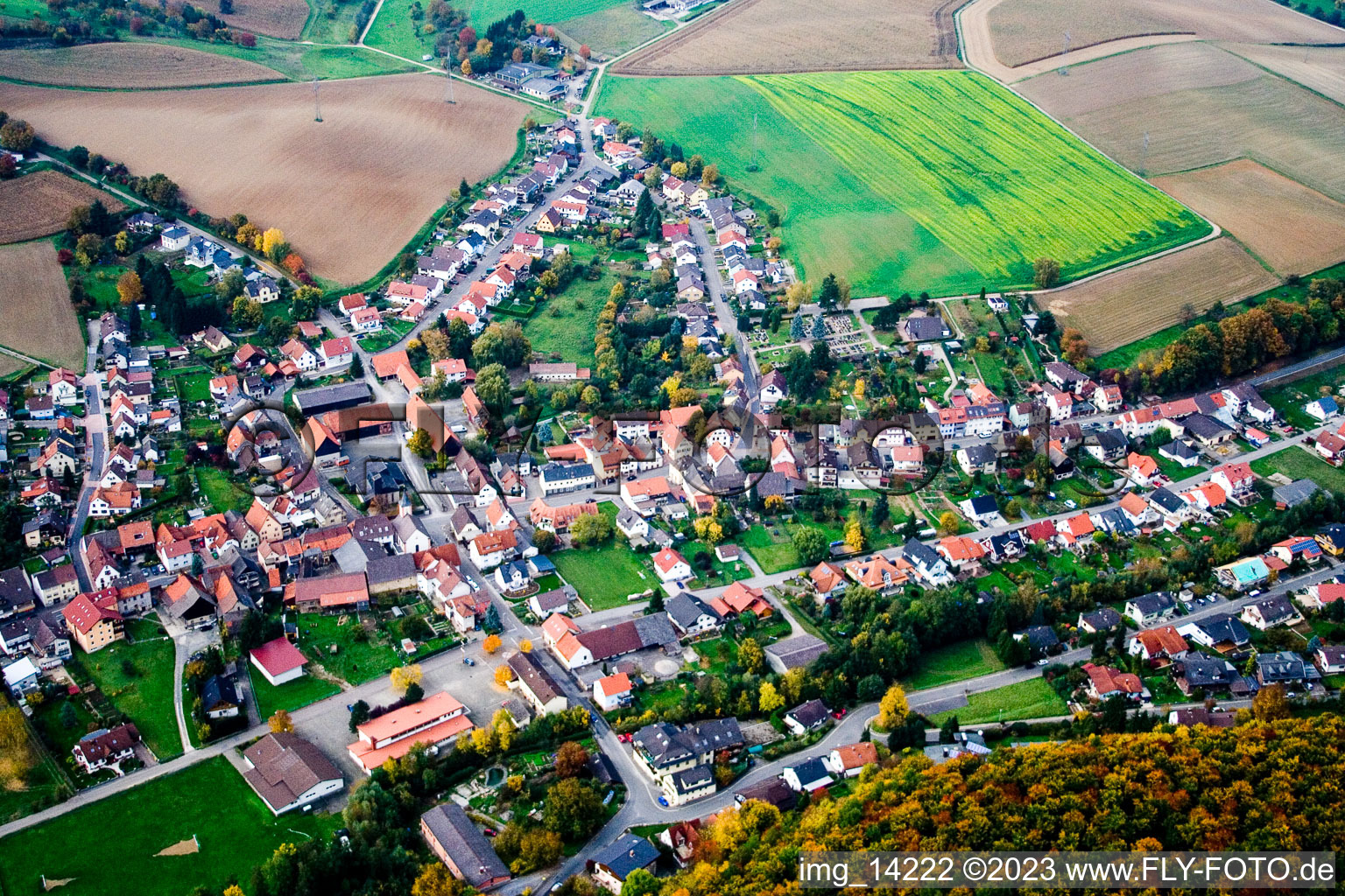 Luftaufnahme von Mönchzell im Bundesland Baden-Württemberg, Deutschland
