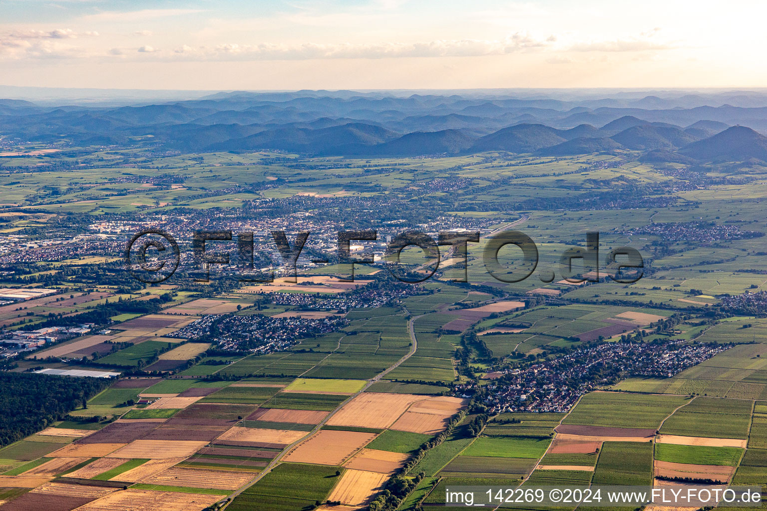 Essingen von Nordosten im Bundesland Rheinland-Pfalz, Deutschland