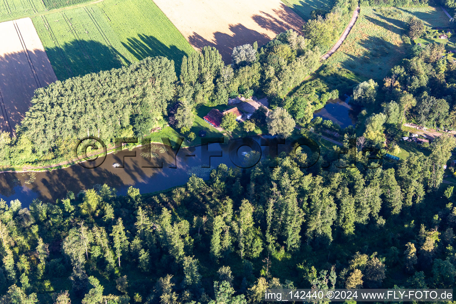 Luftbild von Fischteiche am Quodbach in Insheim im Bundesland Rheinland-Pfalz, Deutschland