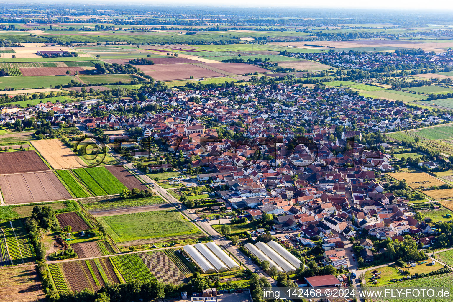 Zeiskam von Südwesten im Bundesland Rheinland-Pfalz, Deutschland