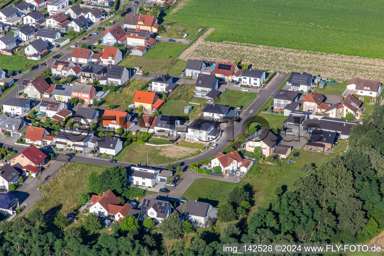 Blumenring im Ortsteil Hardtwald in Neupotz im Bundesland Rheinland-Pfalz, Deutschland von oben gesehen