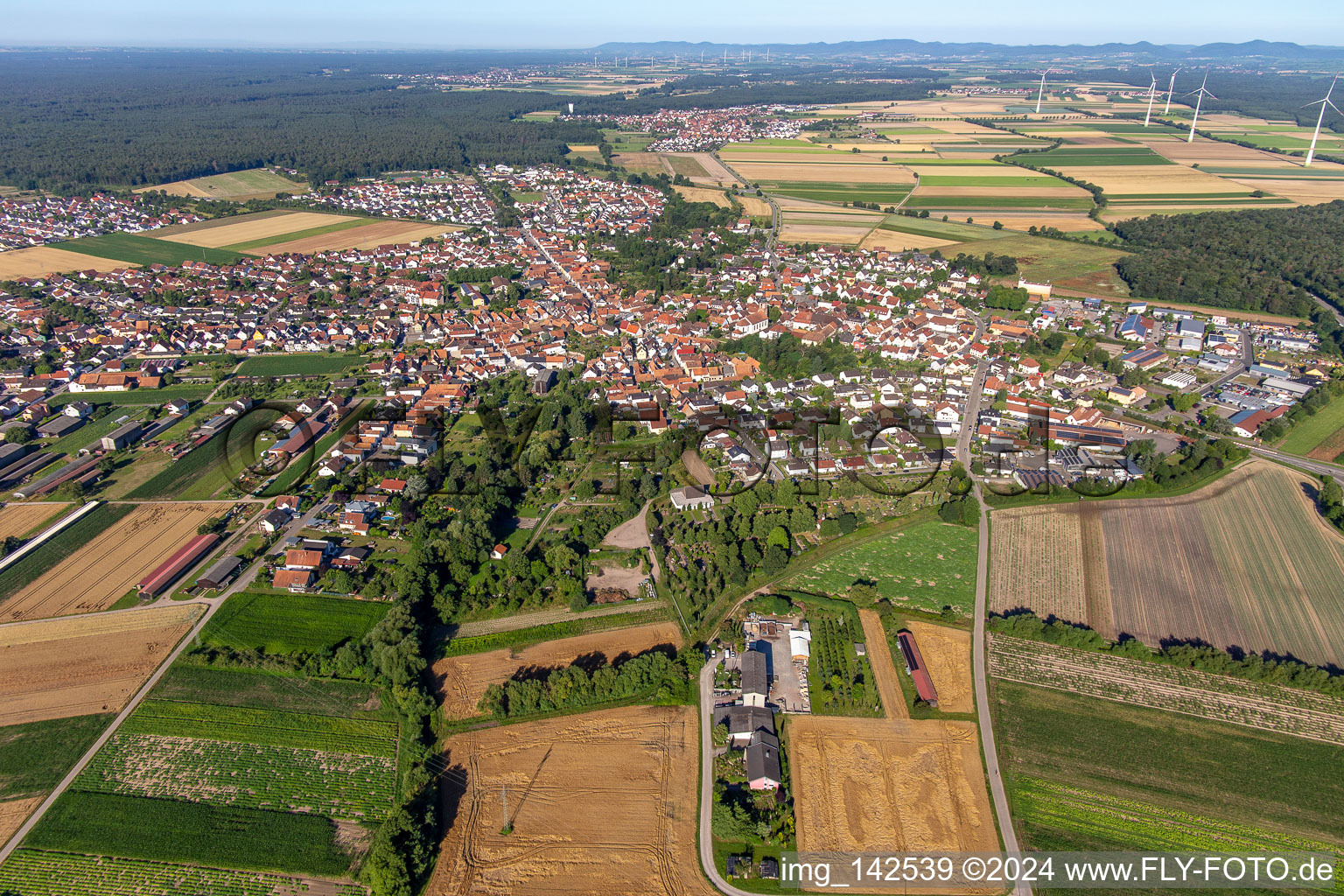 Rheinzabern von Südosten im Bundesland Rheinland-Pfalz, Deutschland