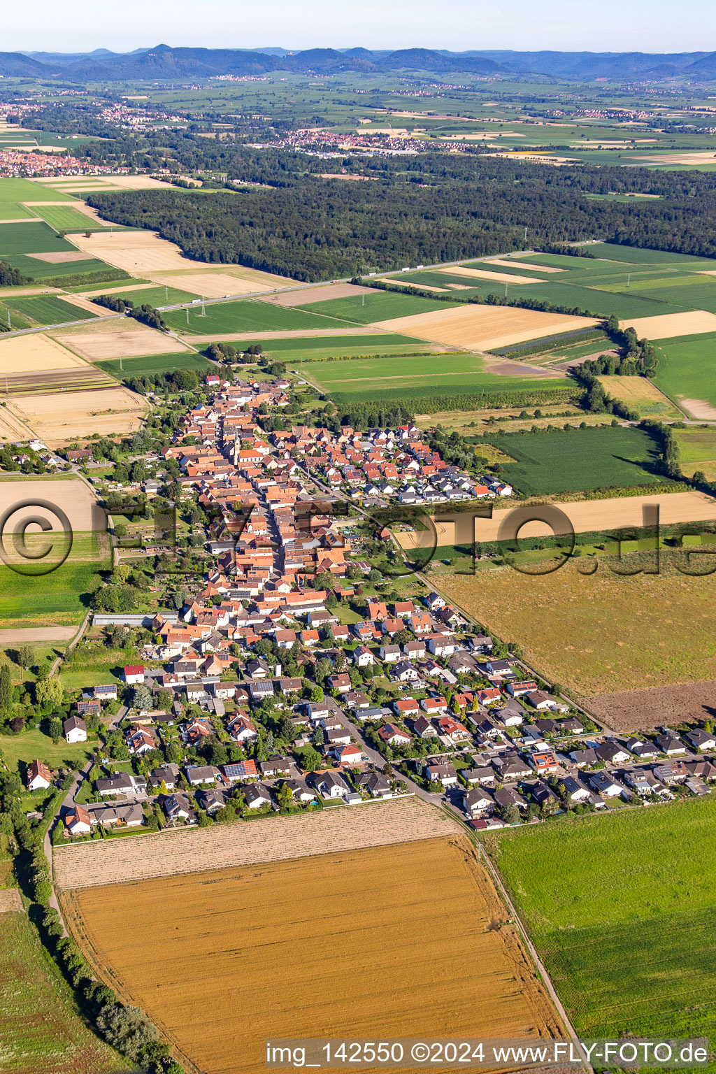 Erlenbach bei Kandel von Osten im Bundesland Rheinland-Pfalz, Deutschland