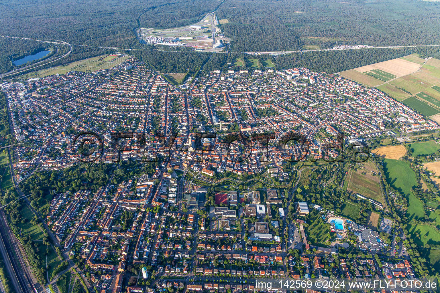 Luftbild von Hockenheim im Bundesland Baden-Württemberg, Deutschland