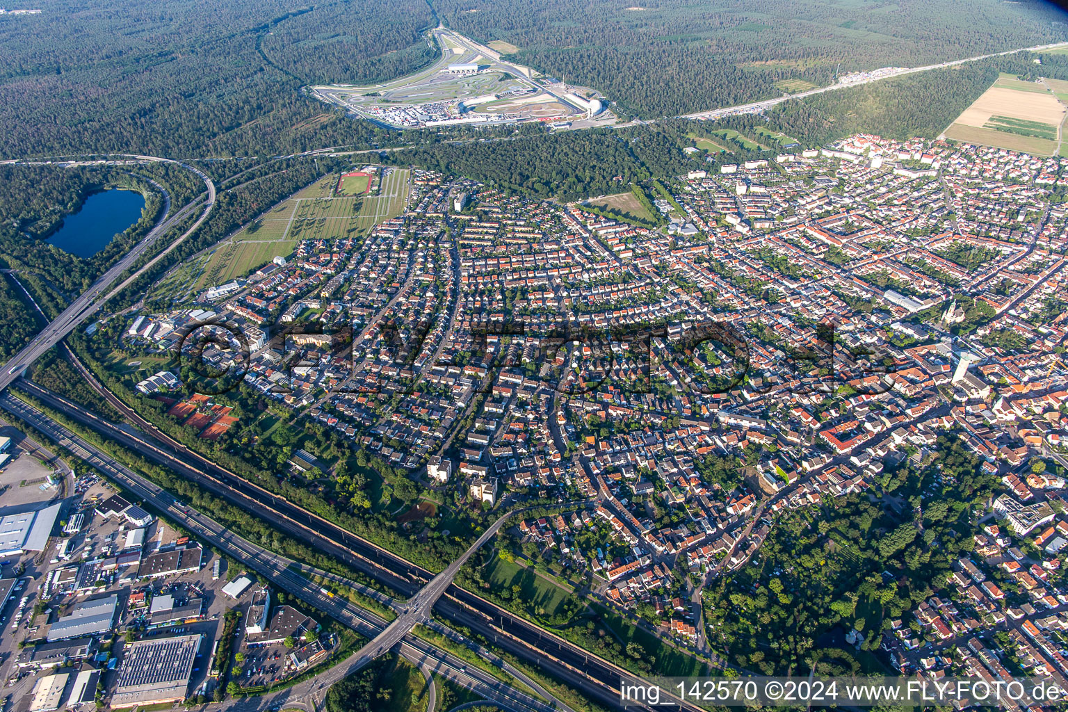 Luftaufnahme von Hockenheim im Bundesland Baden-Württemberg, Deutschland