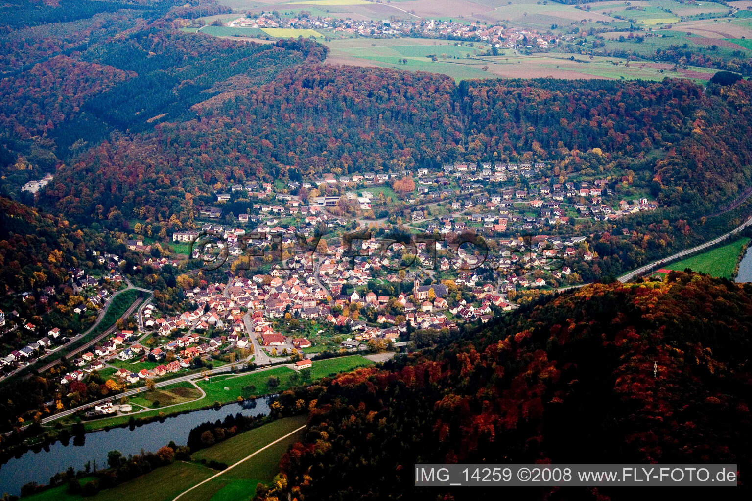 Luftbild von Neckargerach im Bundesland Baden-Württemberg, Deutschland
