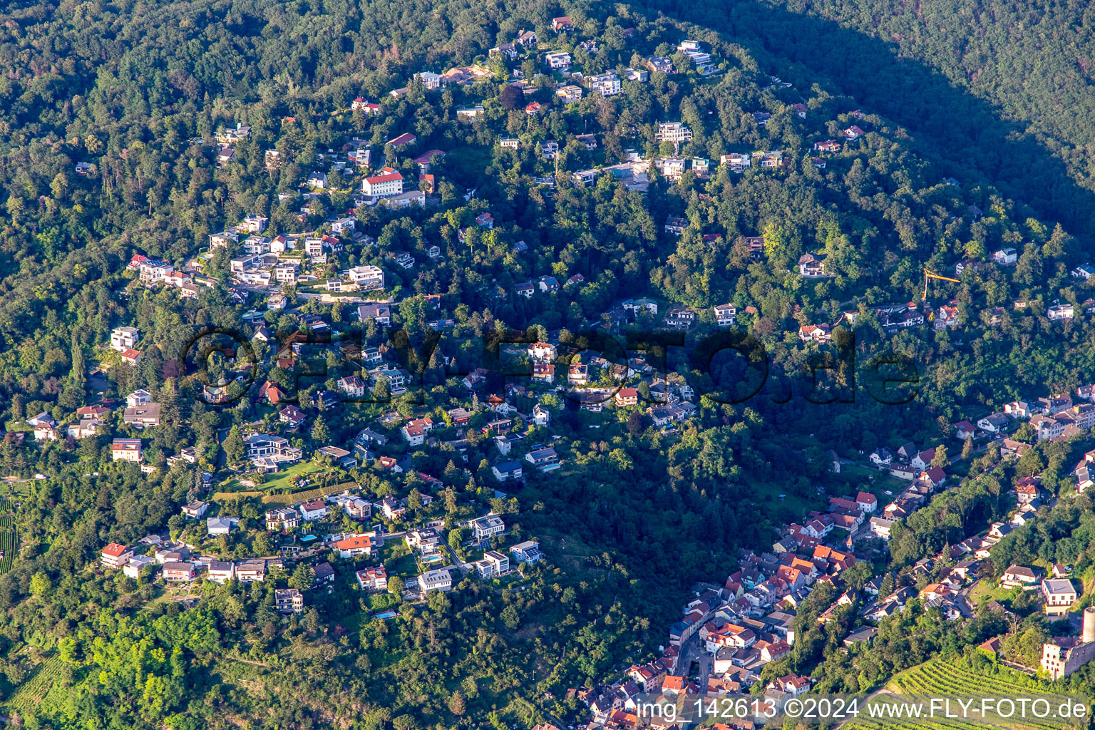 Villenviertel am Hang in Schriesheim im Bundesland Baden-Württemberg, Deutschland