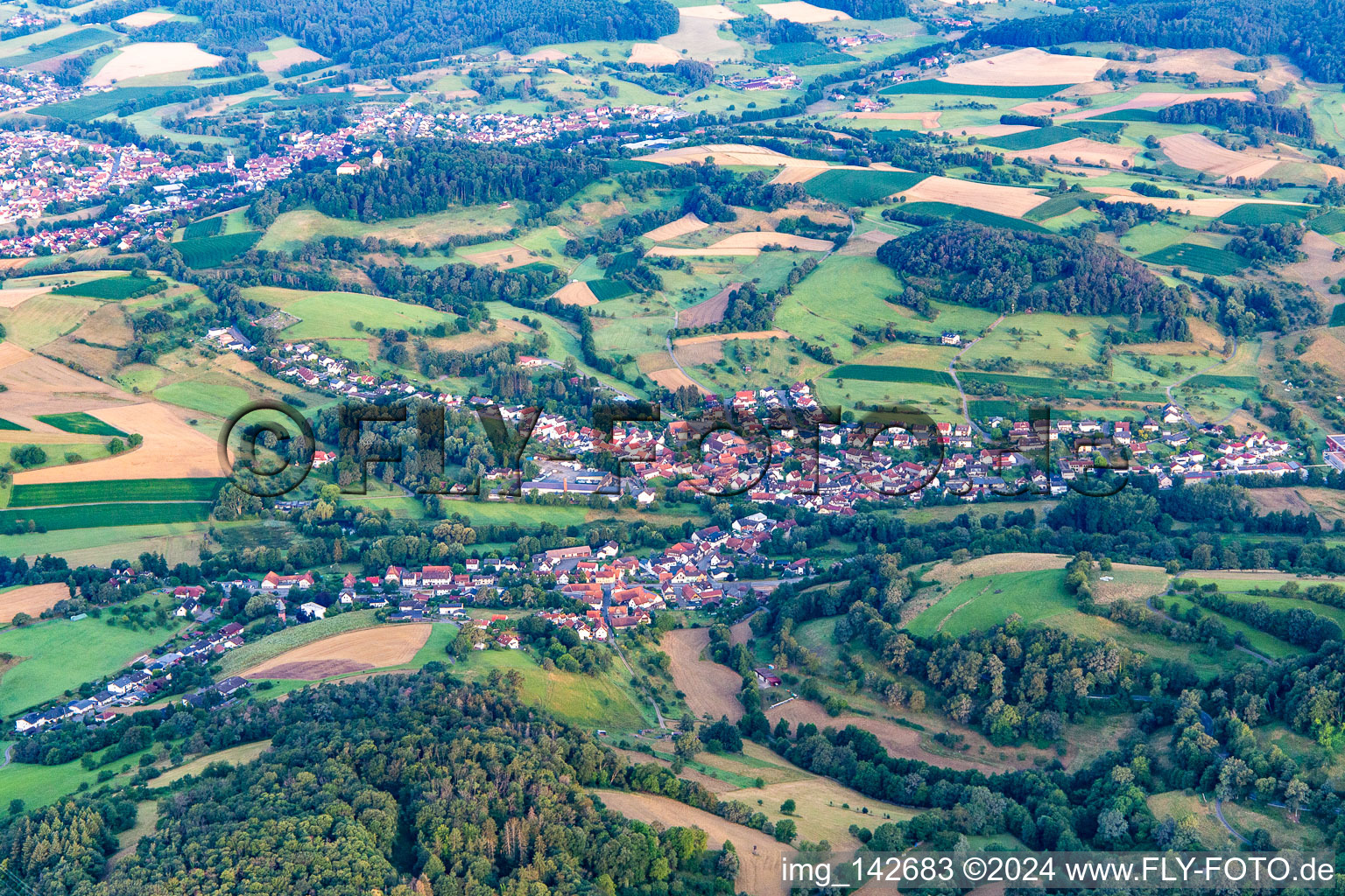 Luftbild von Beerfurth von Osten in Reichelsheim im Bundesland Hessen, Deutschland