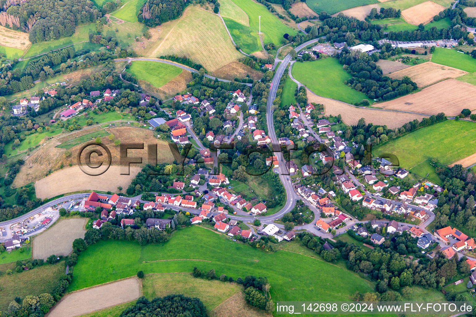 Kolmbach von Osten in Lindenfels im Bundesland Hessen, Deutschland