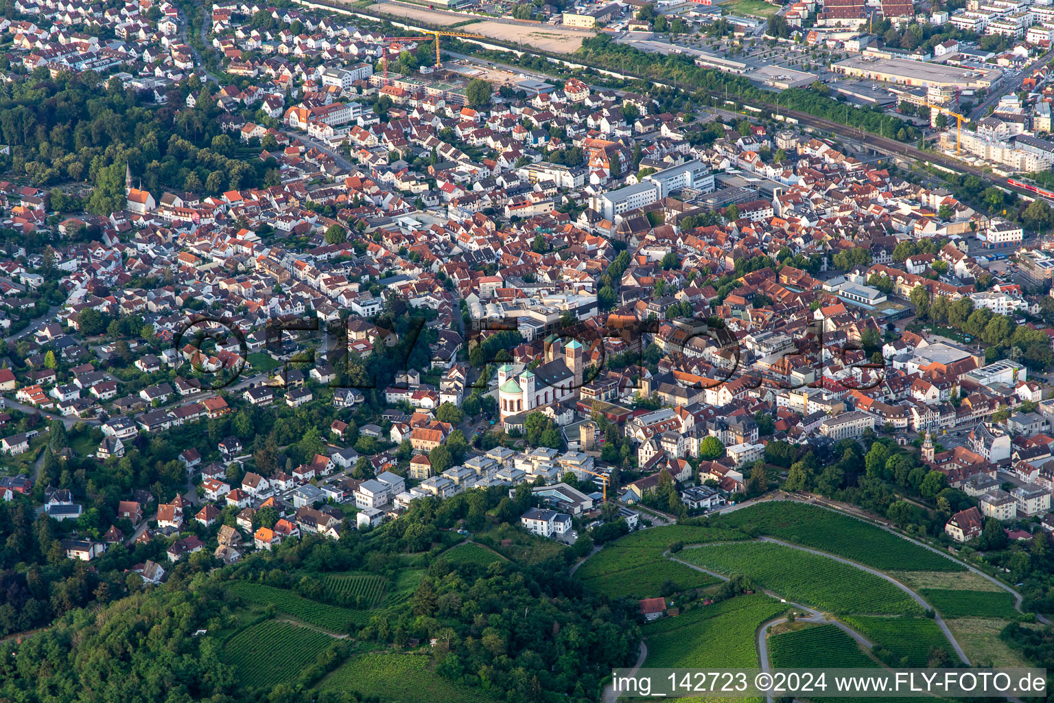 Bensheim von Nordosten im Bundesland Hessen, Deutschland