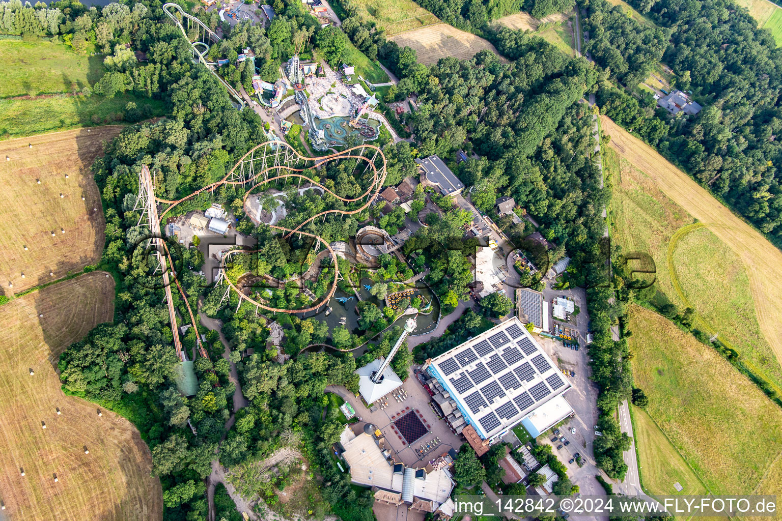 Luftbild von BigFM Expedition GeForce im Holiday Park Germany in Haßloch im Bundesland Rheinland-Pfalz, Deutschland