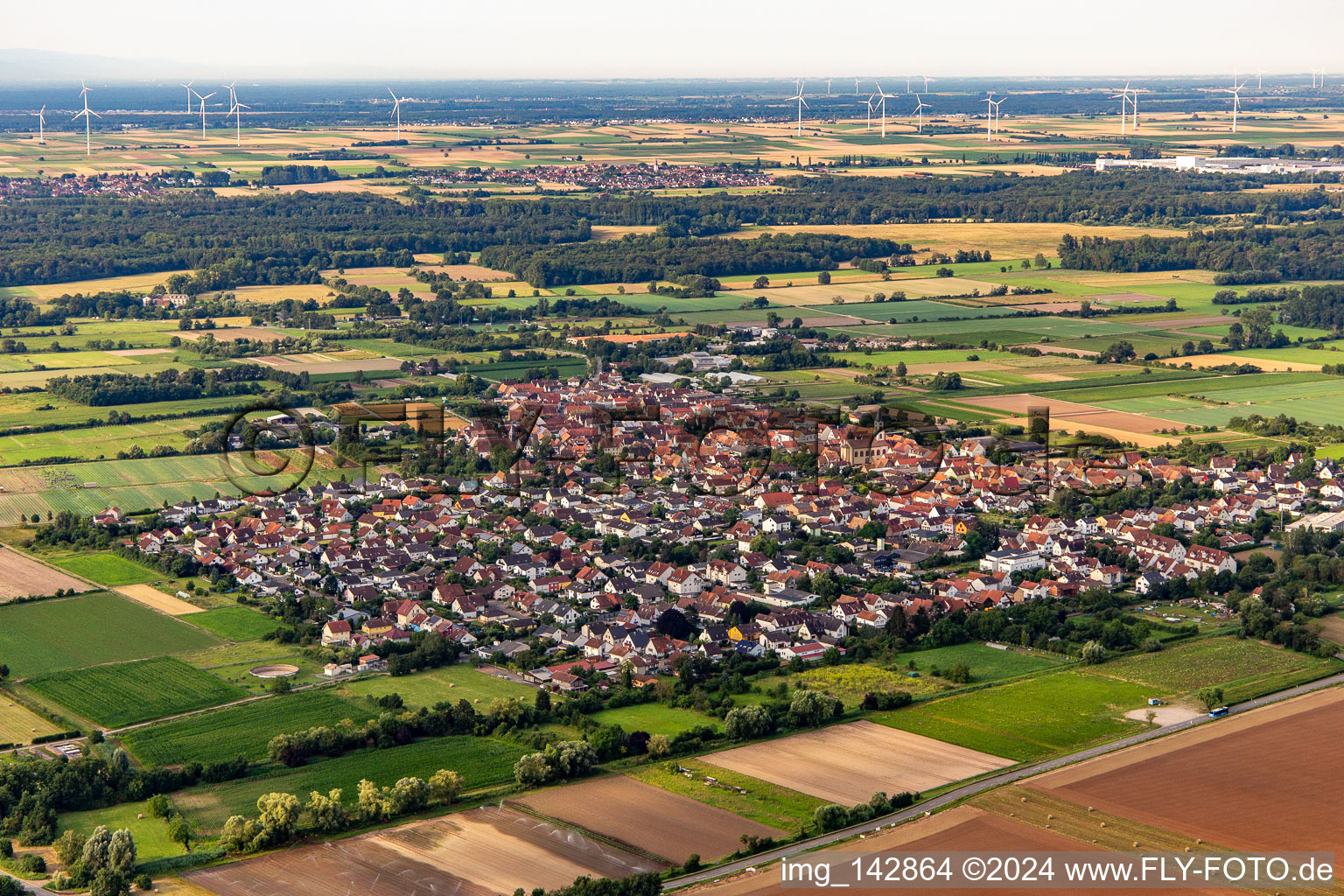 Zeiskam von Nordosten im Bundesland Rheinland-Pfalz, Deutschland