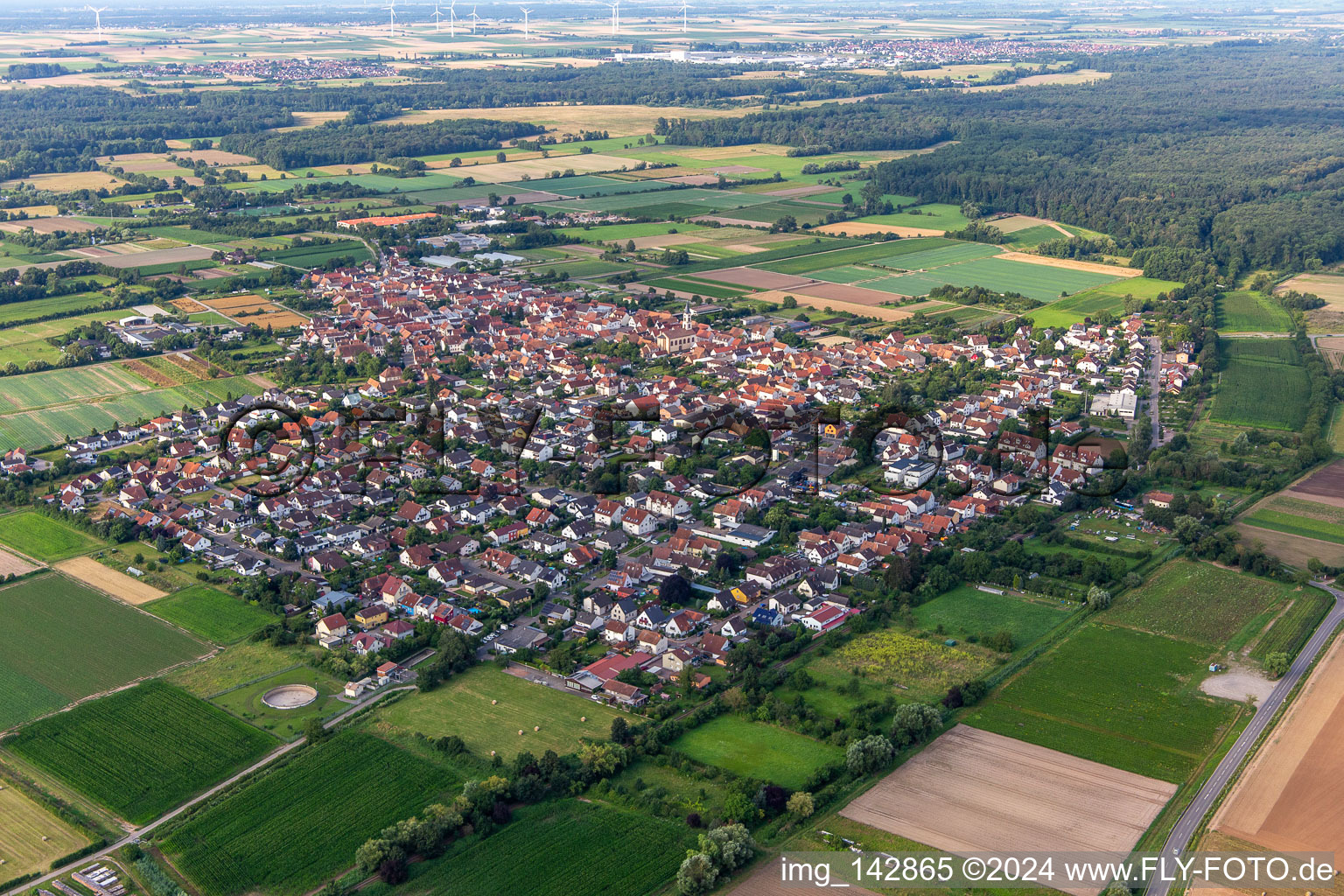 Luftbild von Zeiskam von Nordosten im Bundesland Rheinland-Pfalz, Deutschland